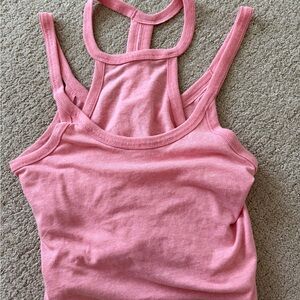 FREE PEOPLE  cropped Pink Racerback Tank Top